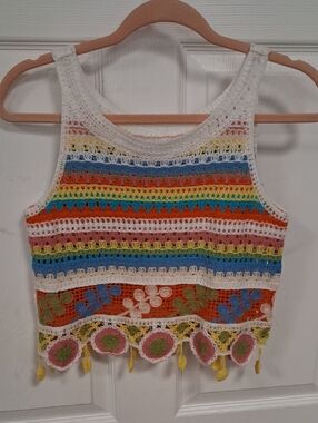 Crochet Stripe Tank Top in Multicolor